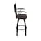 Holland Bar Stool Co Jackie with Arms 25 in. Swivel Counter Stool with Black Wrinkle Finish and Rein Coffee Seat 415 - alternate 6